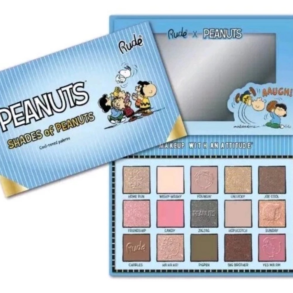 RUDE x PEANUTS - Shades of Peanuts Cool-Toned Eyeshadow Palette - 15 Shades